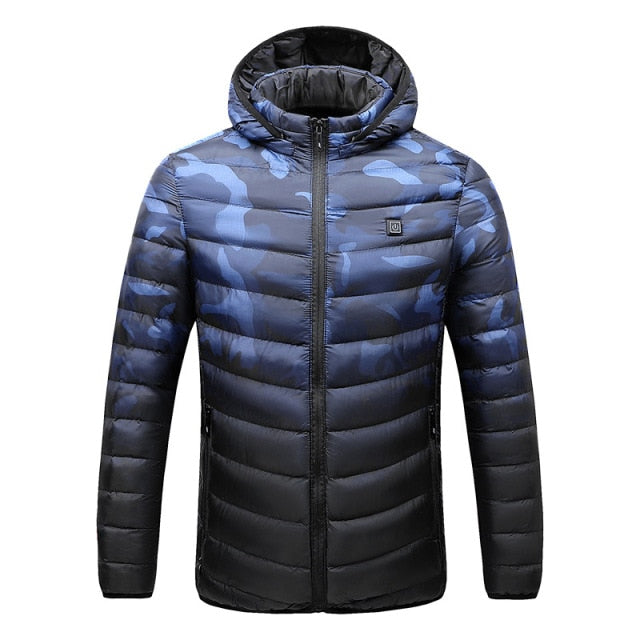 Men’s 2023  Winter Jacket USB Heated Techwear Hooded Fleece Outerwear