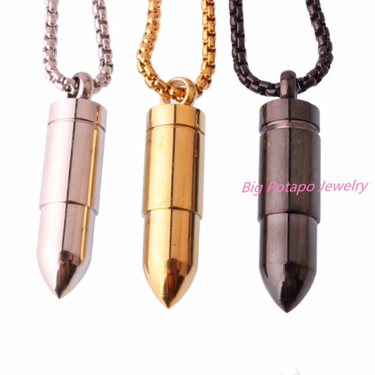Men's Silver Gold Black Bullet Pendant Perfume 316L Stainless steel