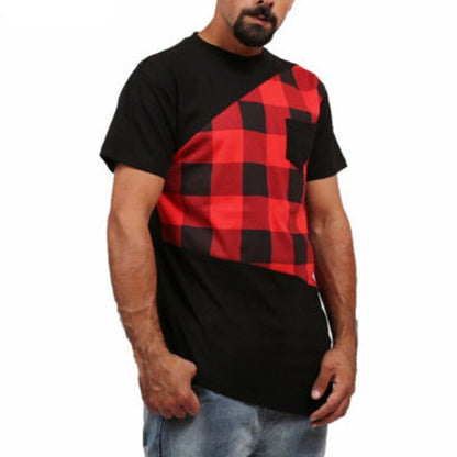 Men's plaid short sleeve t-shirt w/ side zipper