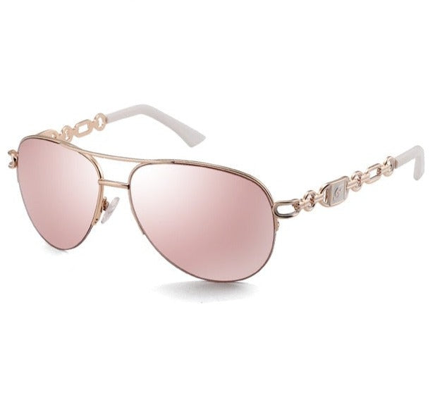 Anti-Blue Pink White Sunglasses  Rose Gold Frame