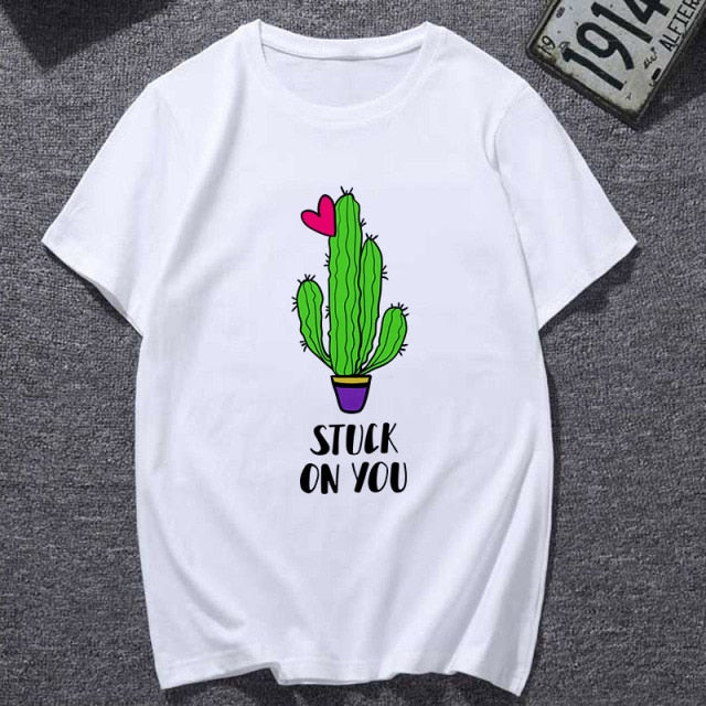 Cactus and balloon friendship love printed t- shirt