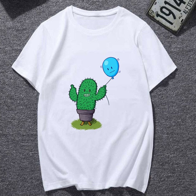 Cactus and balloon friendship love printed t- shirt