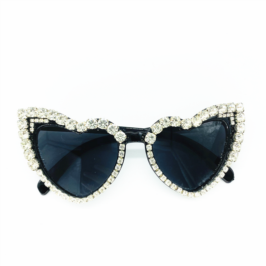 Heart shaped frame Sunglasses Black White