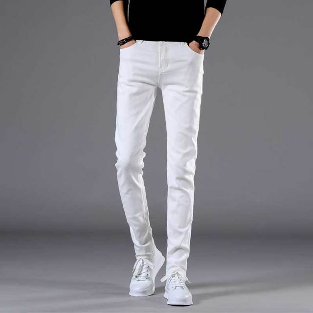 Men Stretch Jeans Fashion white Denim Trousers For Male Winter fleece Retro Pants Casual Men's Jeans size 27-36