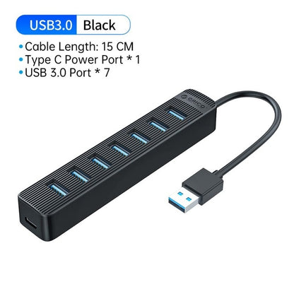 7 Port USB 3.0 HUB With Type C Power Supply Port USB SD TF Splitter OTG Adapter High Speed For Laptop Desktop Accessories