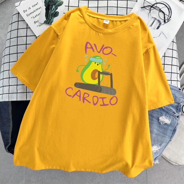 Avocado running On  treadmill women's T-Shirt