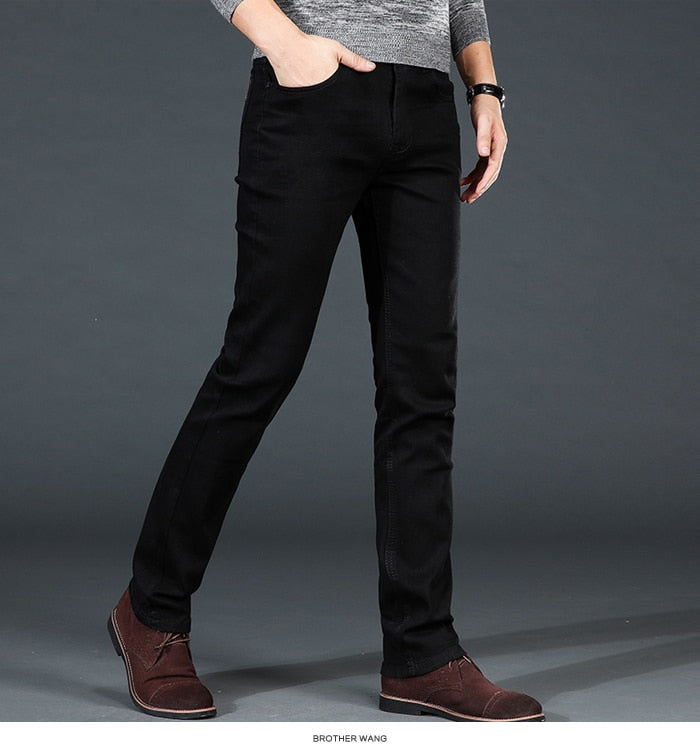 Men's Classic Black Jeans Elastic Slim Fit Denim Jean Trousers Male Plus Size 40 42 44 46 Business Casual Pants Brand