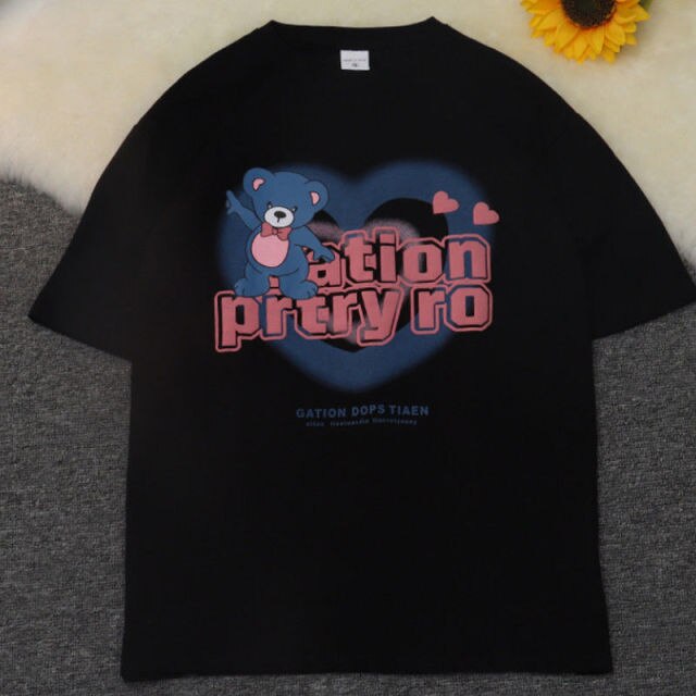 Love Bear Print Short Sleeve T-shirt Men/Women Summer Plus Size 3XL