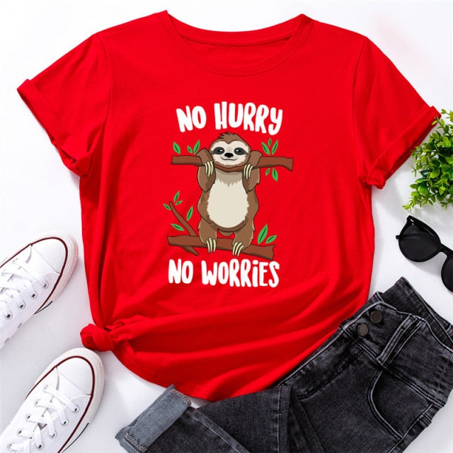 Women Kawaii Clothes Cute Sloth Print T-shirt