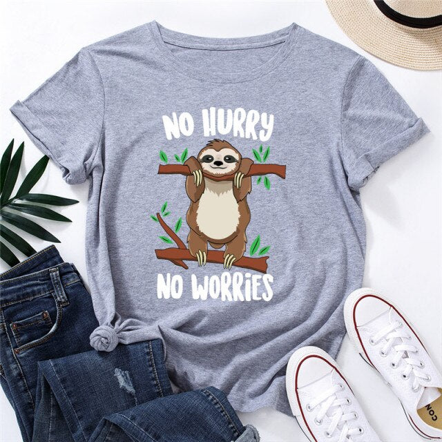 Women Kawaii Clothes Cute Sloth Print T-shirt