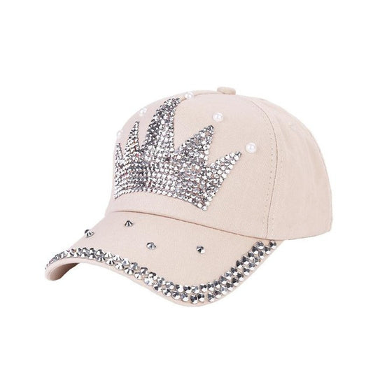 Women's  baseball Rhinestone Crown design logo snapback Hat