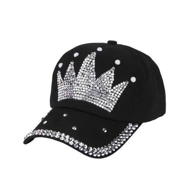 Women's  baseball Rhinestone Crown design logo snapback Hat