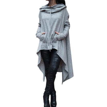 Women's Casual Irregular Hood Sweatshirt Hooded Ladies Long Pullover Blouse Tops