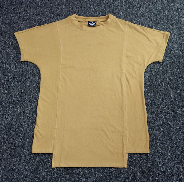 Men's Khaki Irregular Solid color T-shirts. 100% Cotton
