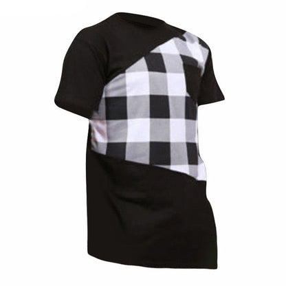 Men's plaid short sleeve t-shirt w/ side zipper