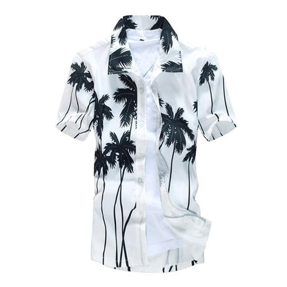 Summer Men's Beach Shirt Short Sleeve Floral Print Hawaiian Style Casual Beach Shirt Quick Dry Large size Men Holiday Shirt