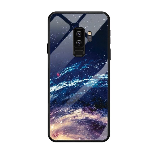 Floral Print Phone Case For Samsung Galaxy S9 S8 Plus Note9 Note8 Glass Hard Smooth Full Protect Back Cover Cases